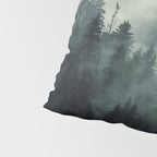 Green misty mountain pine forest in cloudy and rainy - vintage style photo Pillow Sham Gallery Image 4