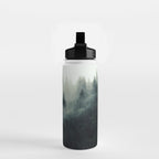 Green misty mountain pine forest in cloudy and rainy - vintage style photo Water Bottle Gallery Image 2