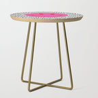 Cute Pink and Red Smiley Face on Black and White Background Side Table Gallery Image 1