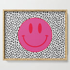 Cute Pink and Red Smiley Face on Black and White Background Serving Tray Gallery Image 1