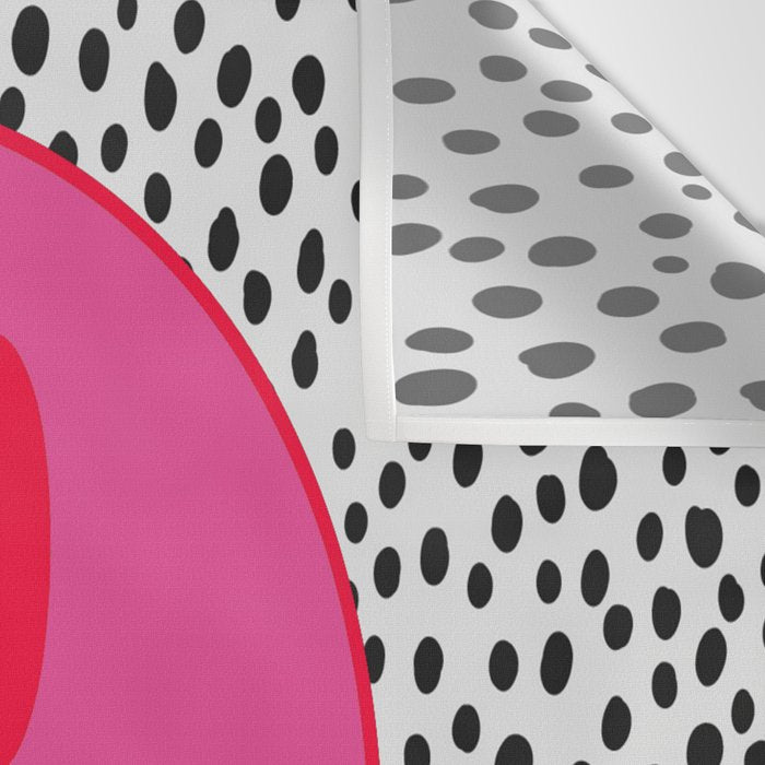 Cute Pink and Red Smiley Face on Black and White Background Wall Tapestry Gallery Image 3