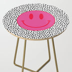 Cute Pink and Red Smiley Face on Black and White Background Side Table Gallery Image 2