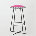 Cute Pink and Red Smiley Face on Black and White Background Stool Gallery Image 1