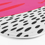 Cute Pink and Red Smiley Face on Black and White Background Bath Mat Gallery Image 3