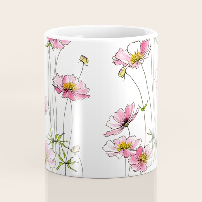 Pink Cosmos Flowers Coffee Mug Gallery Image 4