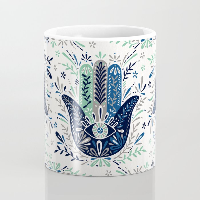 Hamsa Hand - Navy Palette Coffee Mug Gallery Image 4