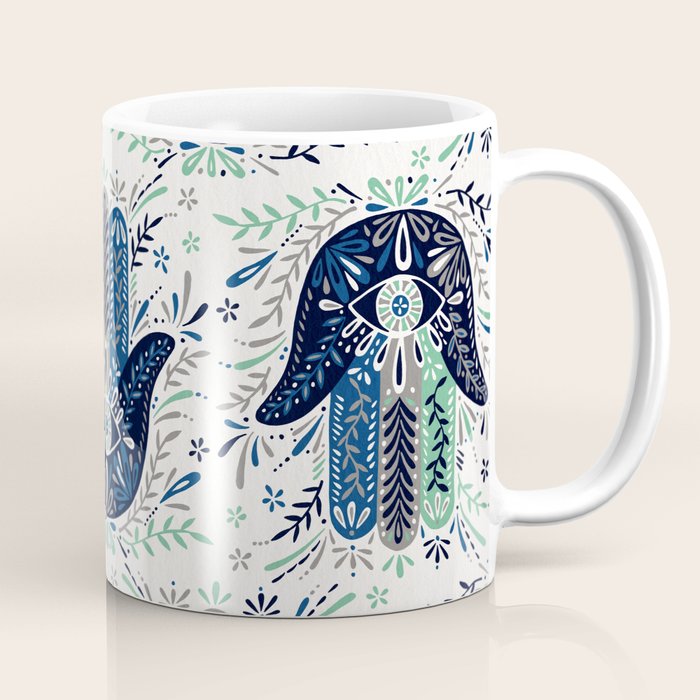 Hamsa Hand - Navy Palette Coffee Mug Gallery Image 1