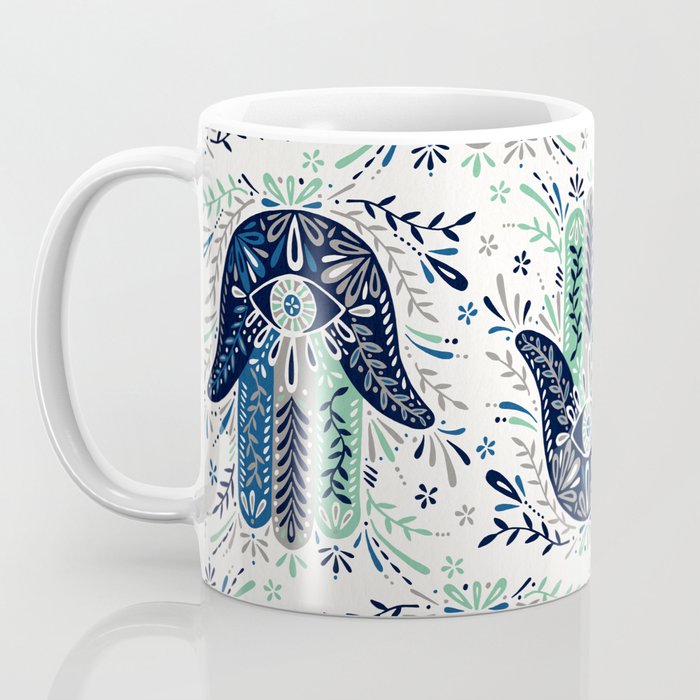 Hamsa Hand - Navy Palette Coffee Mug Gallery Image 3