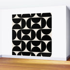 Mid Century Modern Abstract Pattern Black And Cream White Wall Mural Gallery Image 2