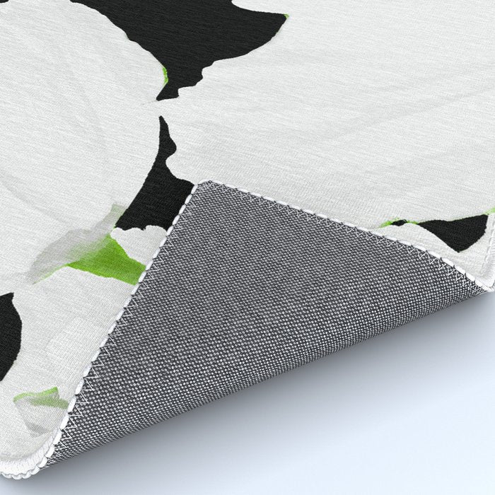 Large White Poppies on Black Background #decor #society6 #buyart Rug Gallery Image 4