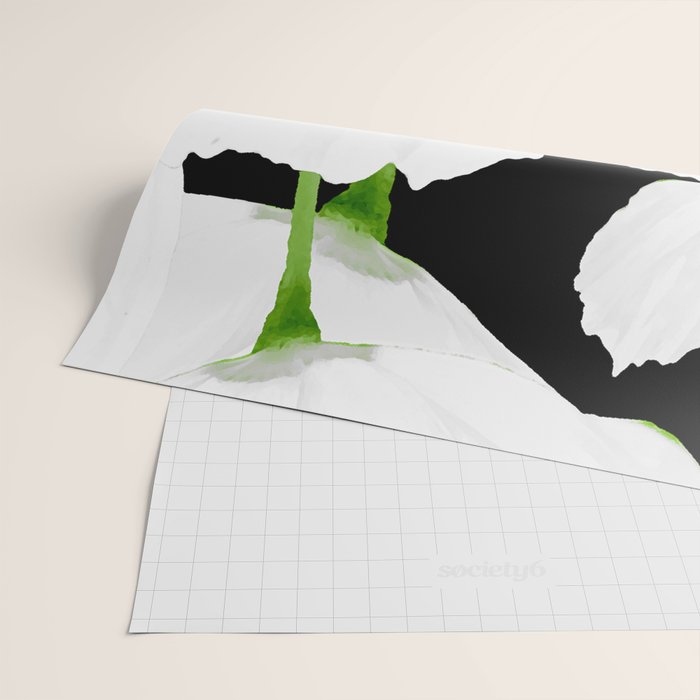 Large White Poppies on Black Background #decor #society6 #buyart Wrapping Paper Gallery Image 2