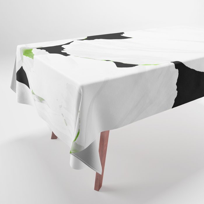 Large White Poppies on Black Background #decor #society6 #buyart Tablecloth Gallery Image 1