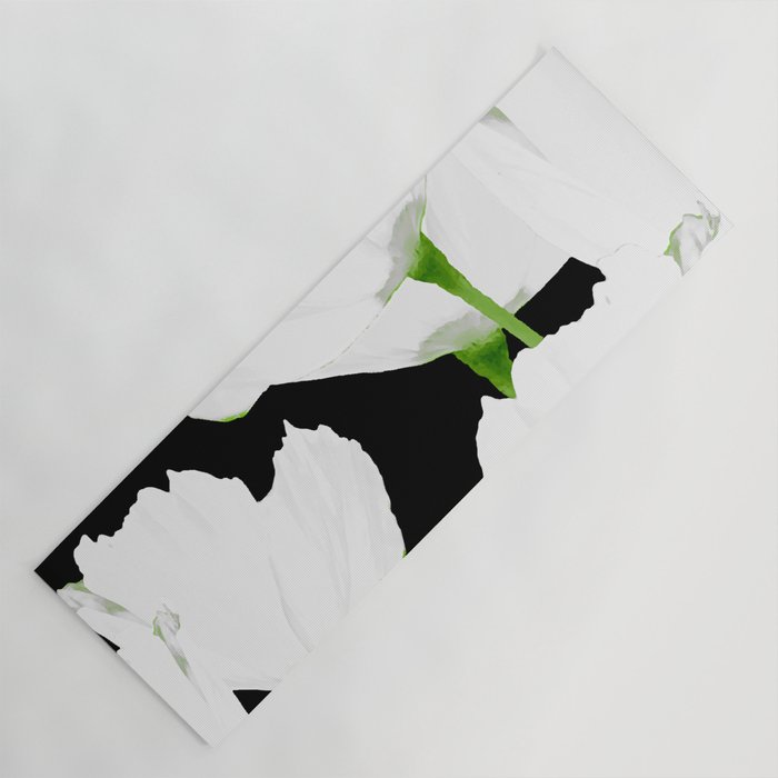 Large White Poppies on Black Background #decor #society6 #buyart Yoga Mat