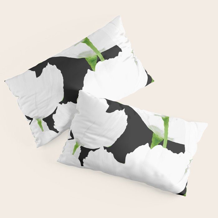 Large White Poppies on Black Background #decor #society6 #buyart Pillow Sham Gallery Image 2