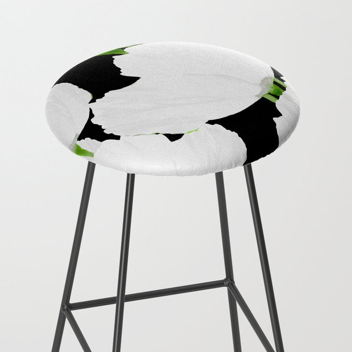 Large White Poppies on Black Background #decor #society6 #buyart Stool Gallery Image 2