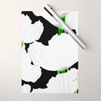Large White Poppies on Black Background #decor #society6 #buyart Wrapping Paper Gallery Image 1