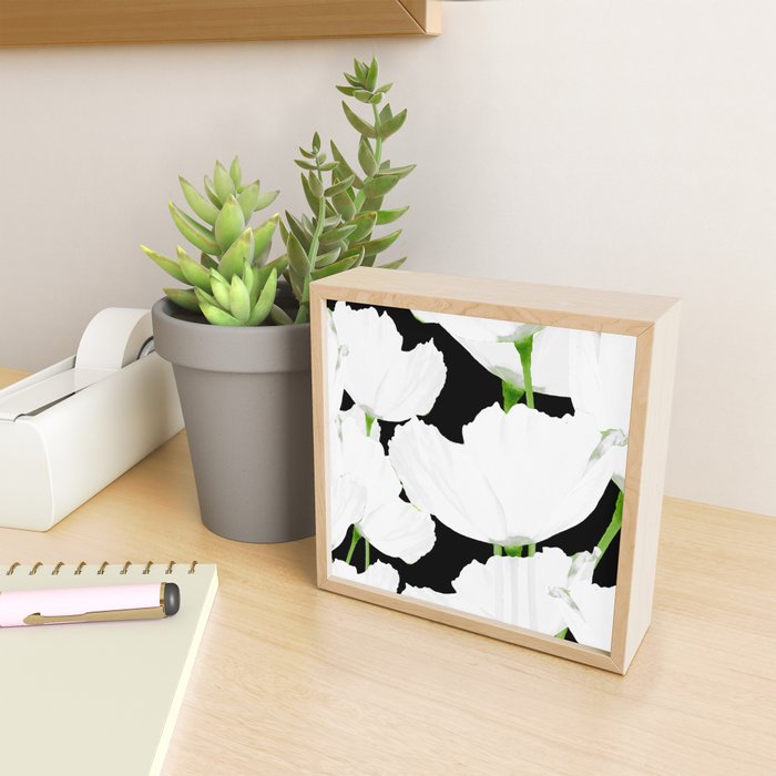Large White Poppies on Black Background #decor #society6 #buyart Mini Art Print Gallery Image 2