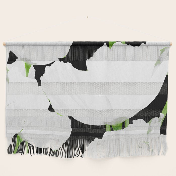Large White Poppies on Black Background #decor #society6 #buyart Wall Hanging Gallery Image 1