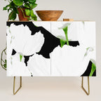 Large White Poppies on Black Background #decor #society6 #buyart Credenza Gallery Image 1