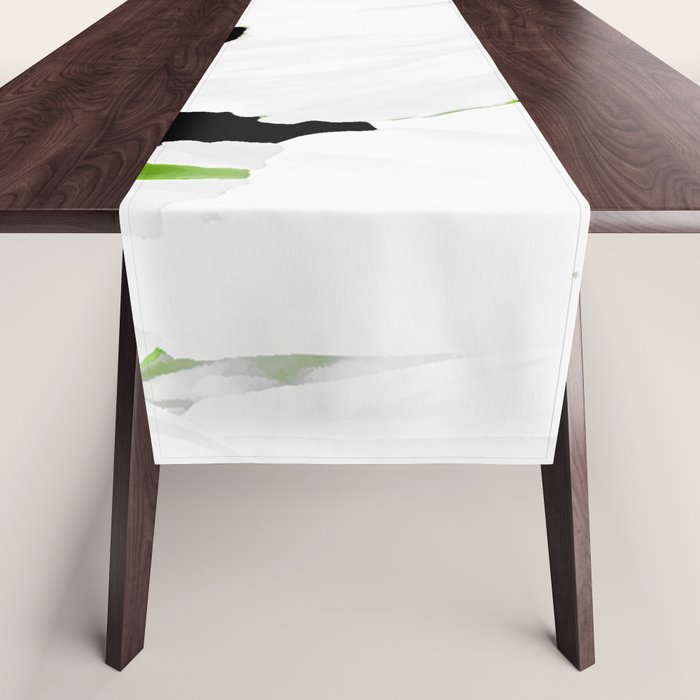 Large White Poppies on Black Background #decor #society6 #buyart Table Runner Gallery Image 1