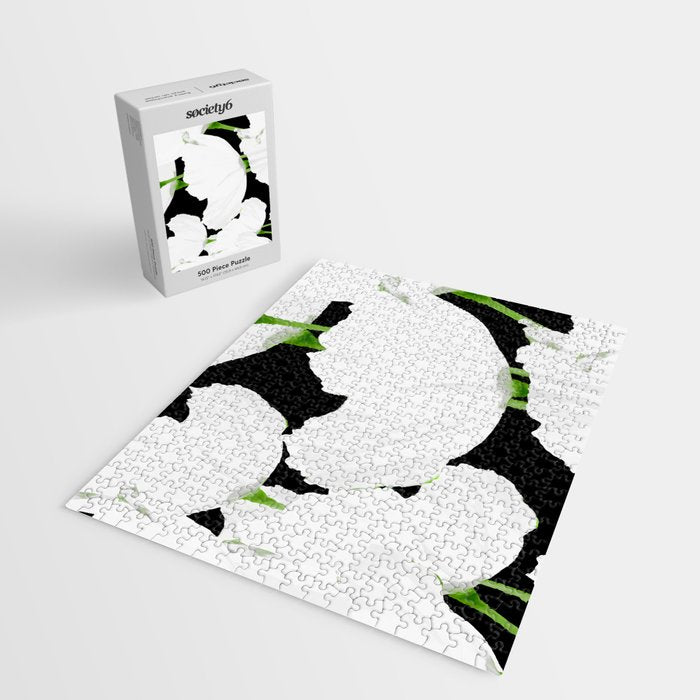 Large White Poppies on Black Background #decor #society6 #buyart Jigsaw Puzzle Gallery Image 2
