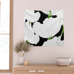 Large White Poppies on Black Background #decor #society6 #buyart Wall Tapestry Gallery Image 2