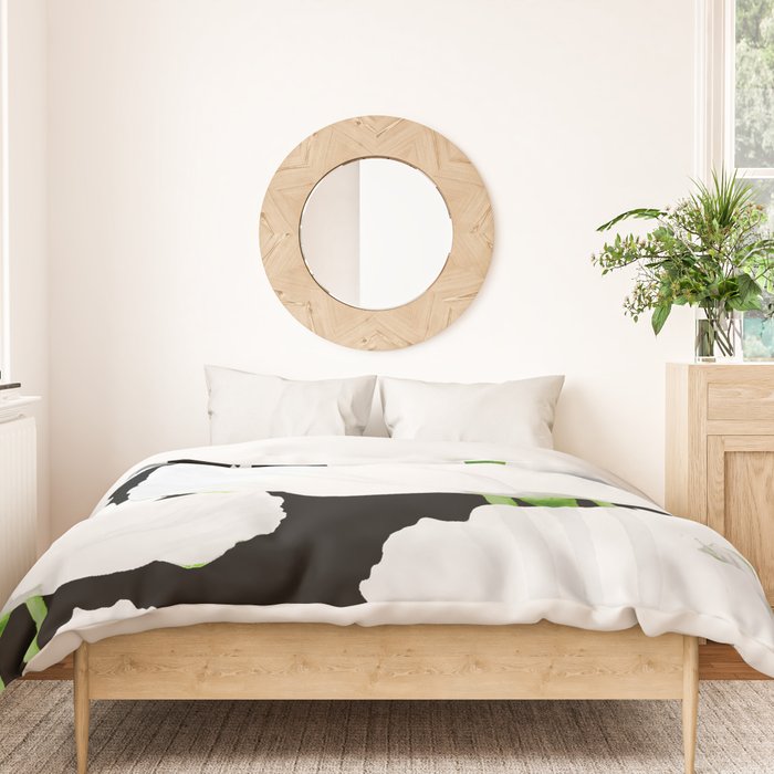 Large White Poppies on Black Background #decor #society6 #buyart Duvet Cover Gallery Image 3