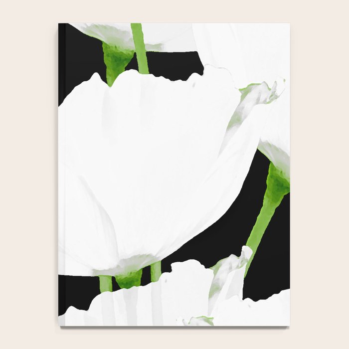 Large White Poppies on Black Background #decor #society6 #buyart Notebook Gallery Image 4