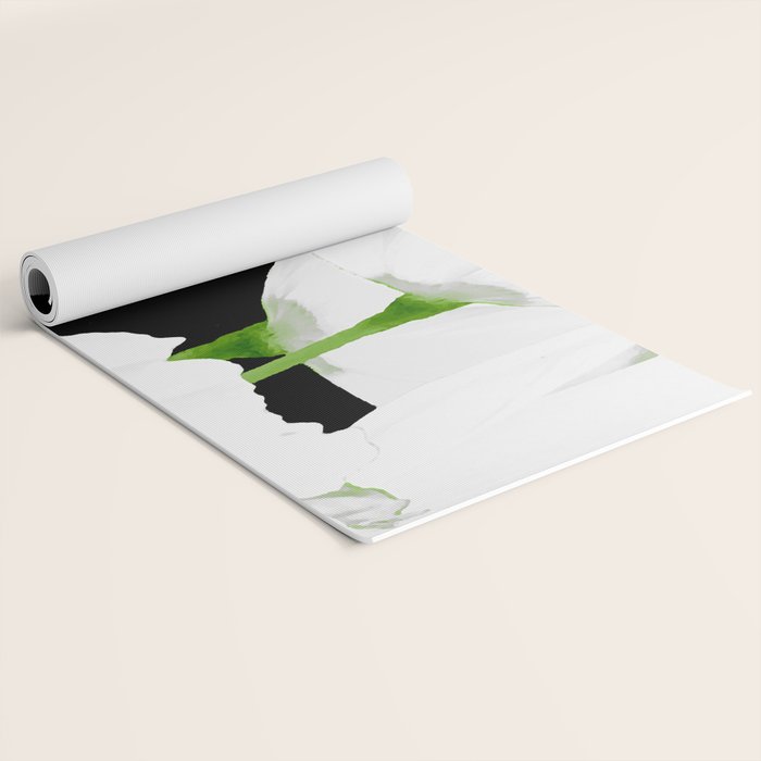 Large White Poppies on Black Background #decor #society6 #buyart Yoga Mat Gallery Image 2