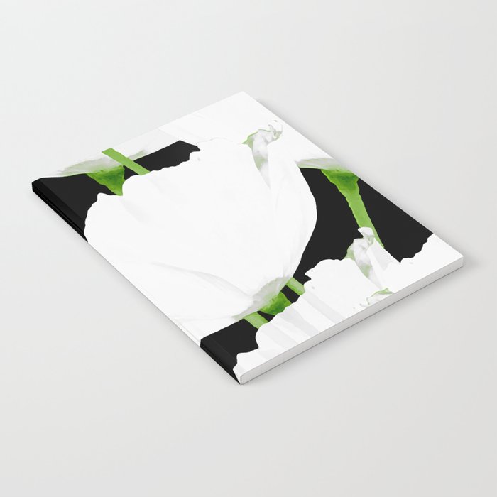 Large White Poppies on Black Background #decor #society6 #buyart Notebook Gallery Image 2
