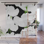 Large White Poppies on Black Background #decor #society6 #buyart Wall Mural Gallery Image 1