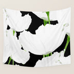 Large White Poppies on Black Background #decor #society6 #buyart Wall Tapestry Gallery Image 4