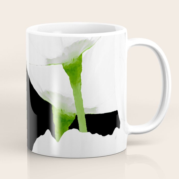 Large White Poppies on Black Background #decor #society6 #buyart Coffee Mug Gallery Image 1