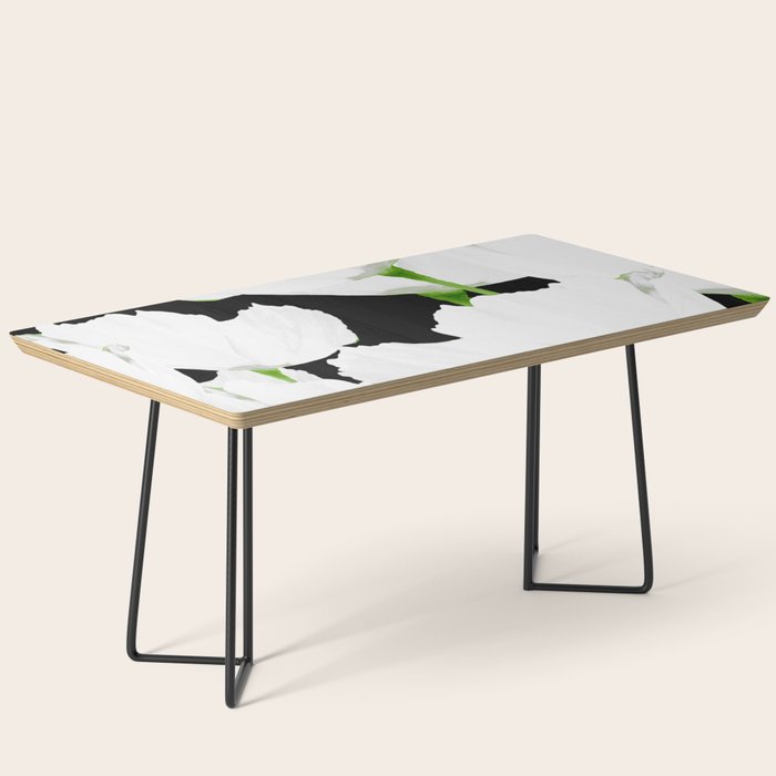 Large White Poppies on Black Background #decor #society6 #buyart Coffee Table Gallery Image 1