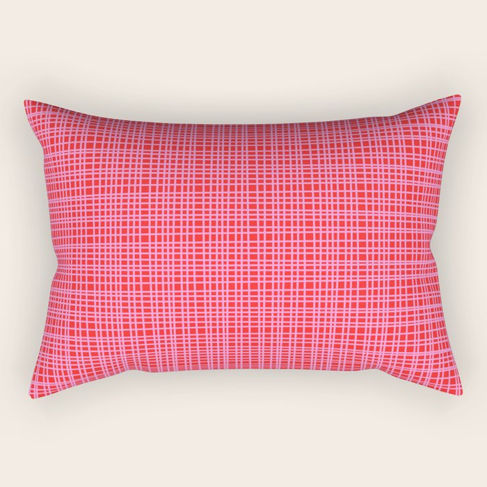 Preppy Pink and Red Minimalist Fine Weave Woven Pattern Rectangular Pillow Gallery Image 1