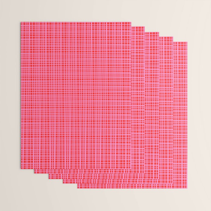 Preppy Pink and Red Minimalist Fine Weave Woven Pattern Wrapping Paper Gallery Image 3
