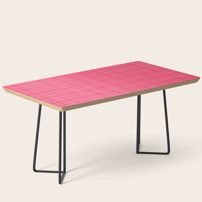 Preppy Pink and Red Minimalist Fine Weave Woven Pattern Coffee Table Gallery Image 1