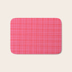 Preppy Pink and Red Minimalist Fine Weave Woven Pattern Bath Mat Gallery Image 1