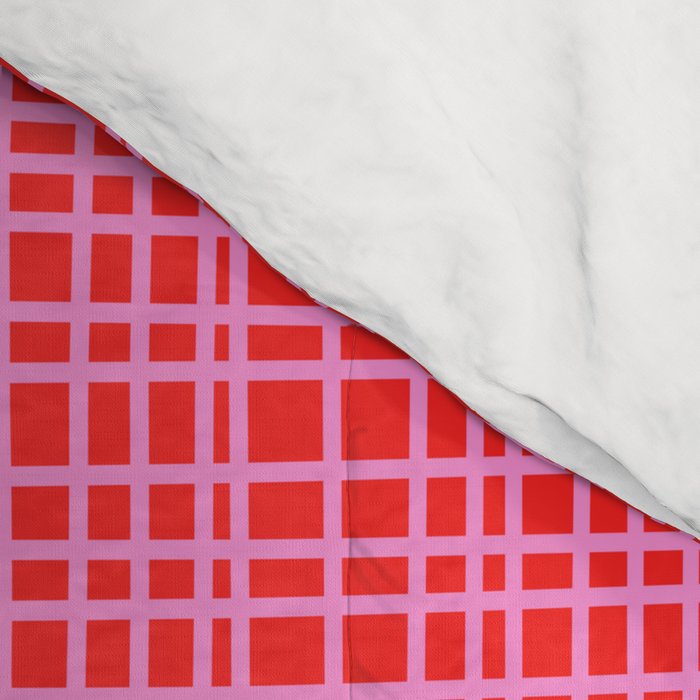 Preppy Pink and Red Minimalist Fine Weave Woven Pattern Comforter Gallery Image 4