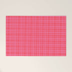 Preppy Pink and Red Minimalist Fine Weave Woven Pattern Welcome Mat Gallery Image 1