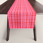 Preppy Pink and Red Minimalist Fine Weave Woven Pattern Table Runner Gallery Image 1