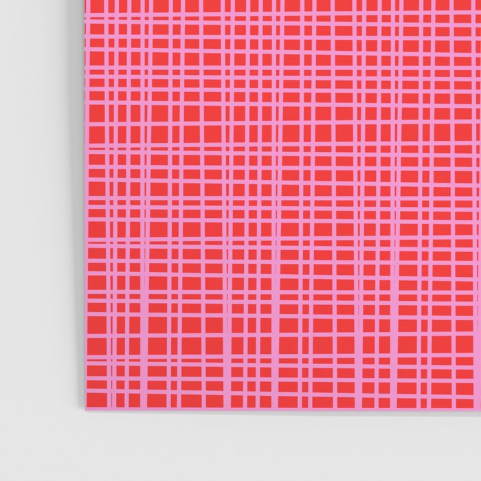 Preppy Pink and Red Minimalist Fine Weave Woven Pattern Poster Gallery Image 3