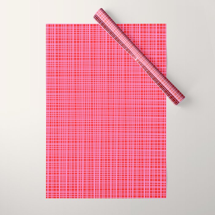 Preppy Pink and Red Minimalist Fine Weave Woven Pattern Wrapping Paper Gallery Image 1