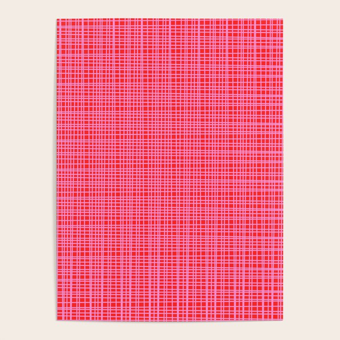 Preppy Pink and Red Minimalist Fine Weave Woven Pattern Poster Gallery Image 1