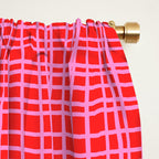 Preppy Pink and Red Minimalist Fine Weave Woven Pattern Window Curtain Gallery Image 2