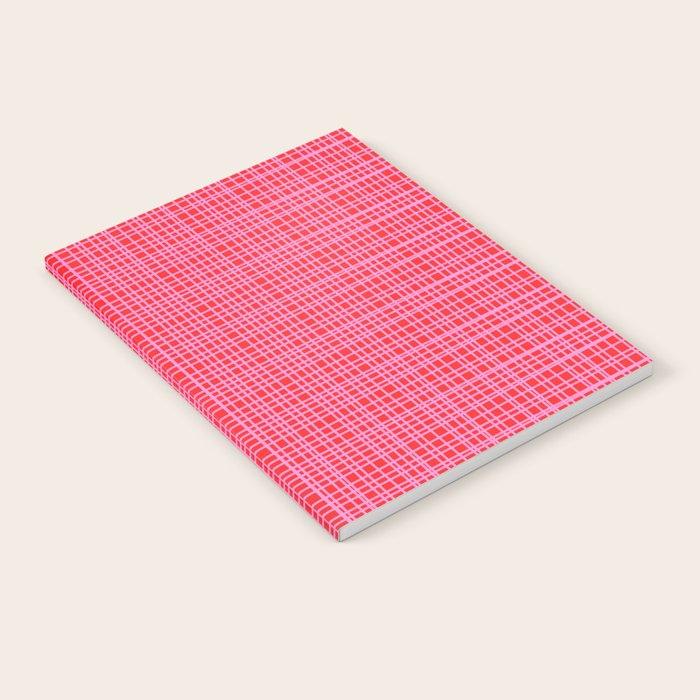 Preppy Pink and Red Minimalist Fine Weave Woven Pattern Notebook Gallery Image 2