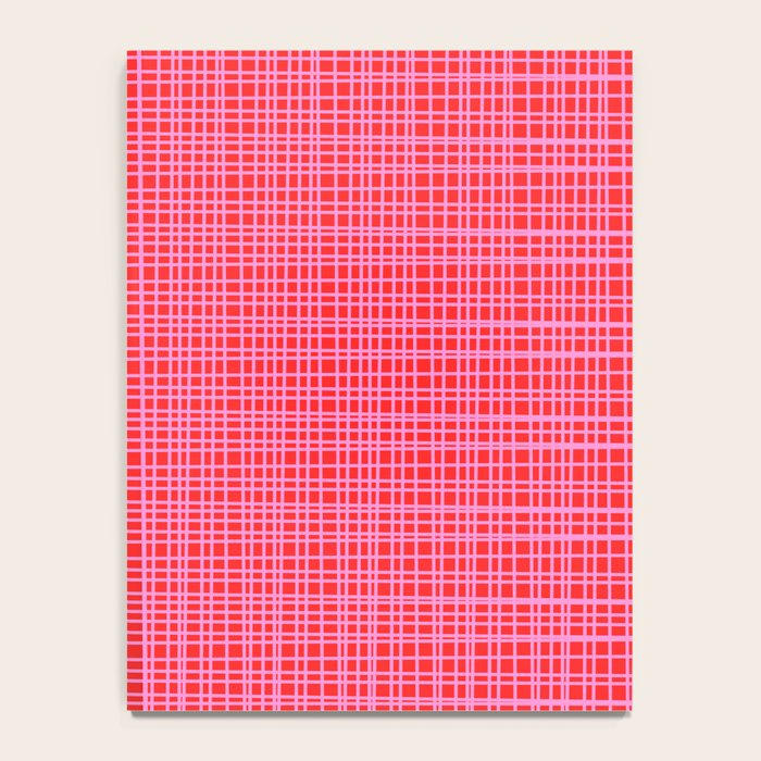 Preppy Pink and Red Minimalist Fine Weave Woven Pattern Notebook Gallery Image 4