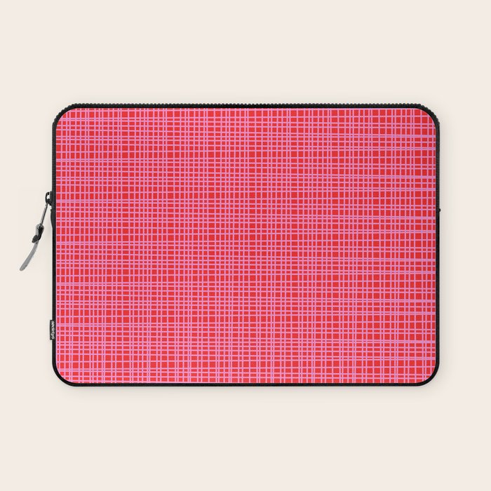 Preppy Pink and Red Minimalist Fine Weave Woven Pattern Laptop Sleeve Gallery Image 1