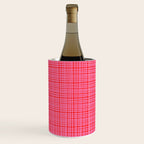 Preppy Pink and Red Minimalist Fine Weave Woven Pattern Wine Chiller Gallery Image 1