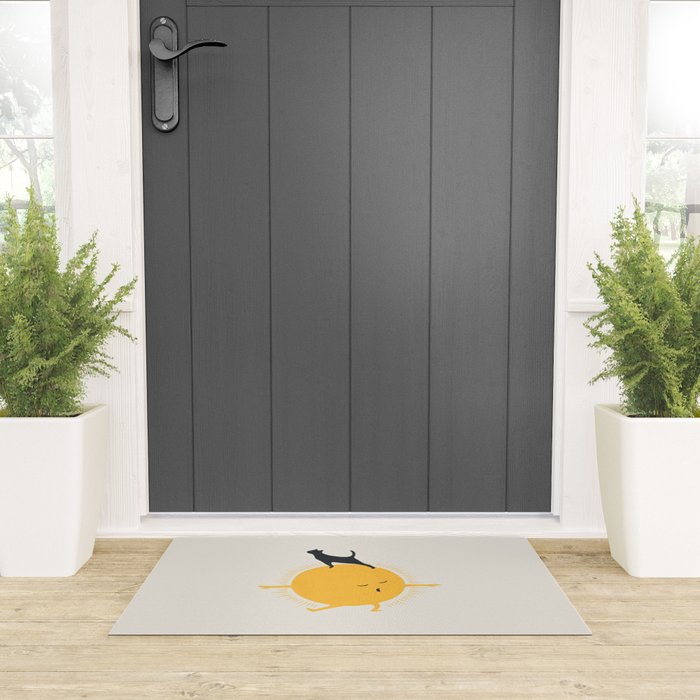 Good Meowâing 9 yoga warrior II Welcome Mat Gallery Image 3